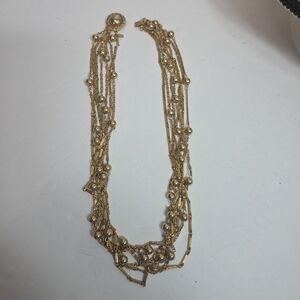 vtg kramer New York gold tone liquid ball bar chain 7 strand necklace elegant